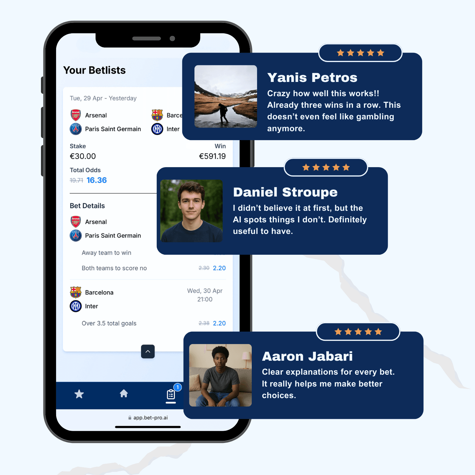 Customer reviews on top of phone